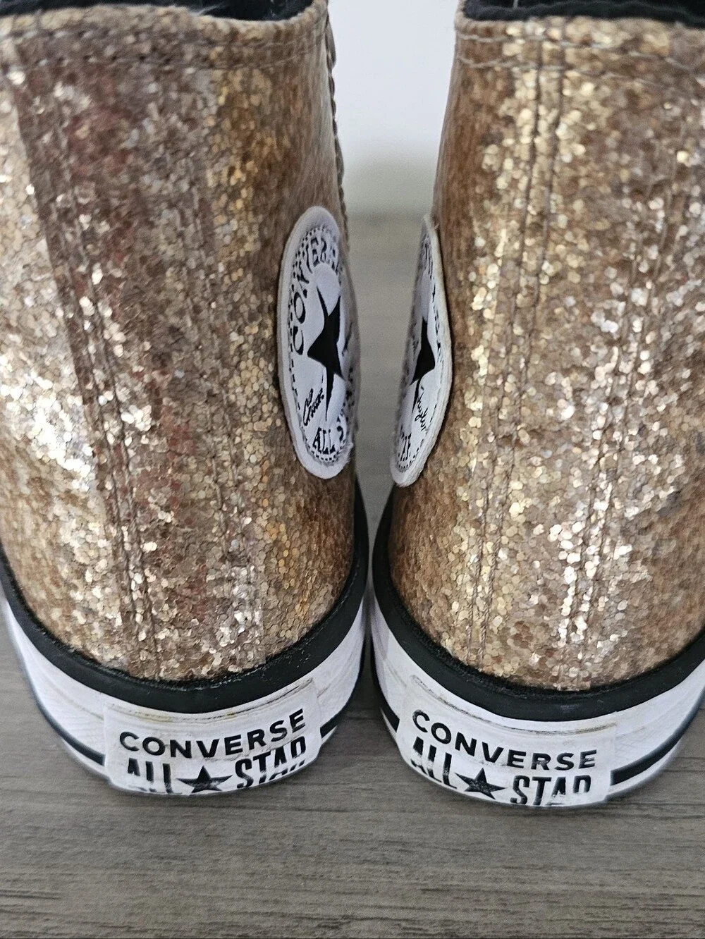 Converse All Star Kids Gold Glitter High Top Sneakers Girl 10.5